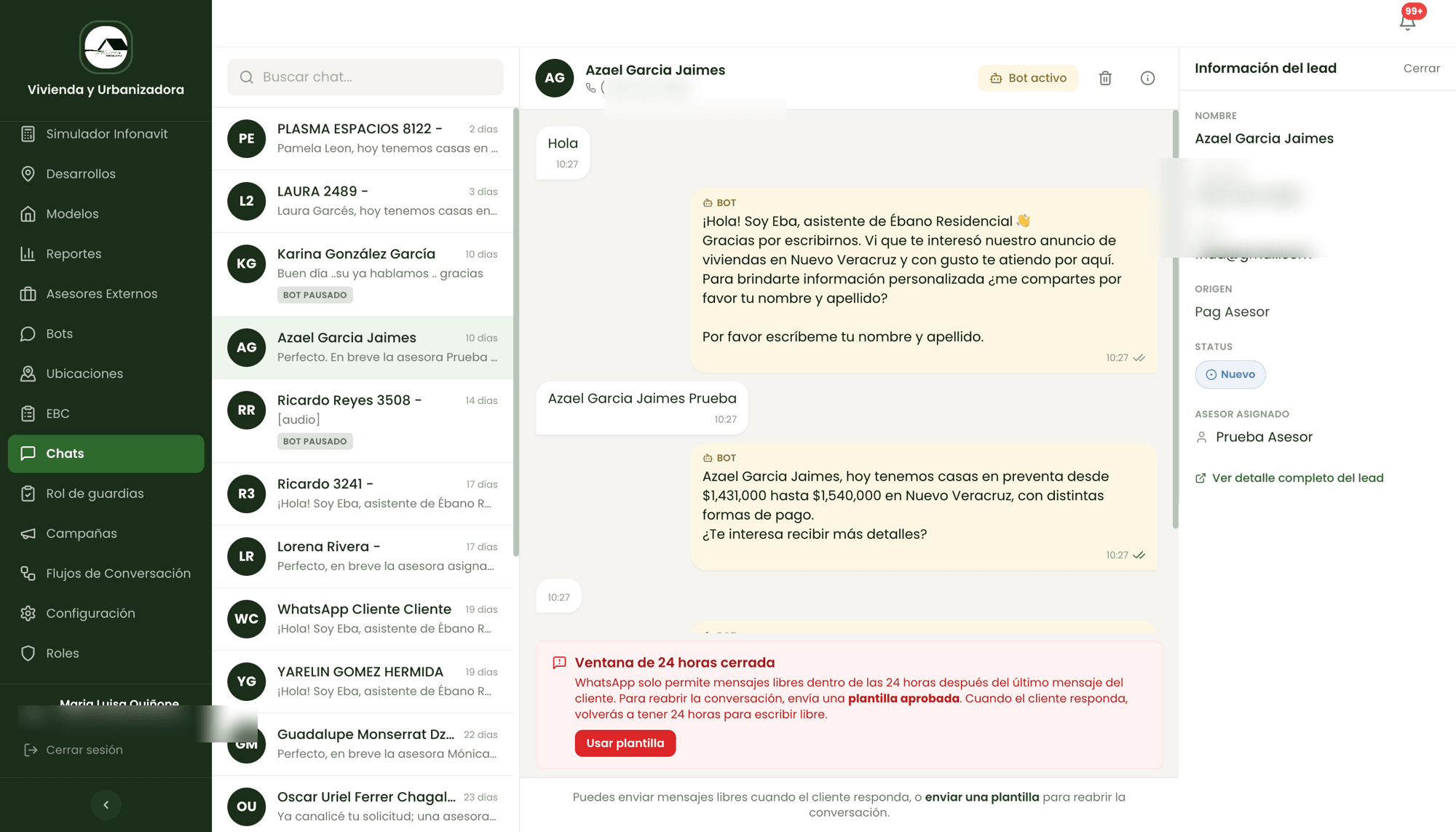 Atiende 24/7 y asigna al asesor solo